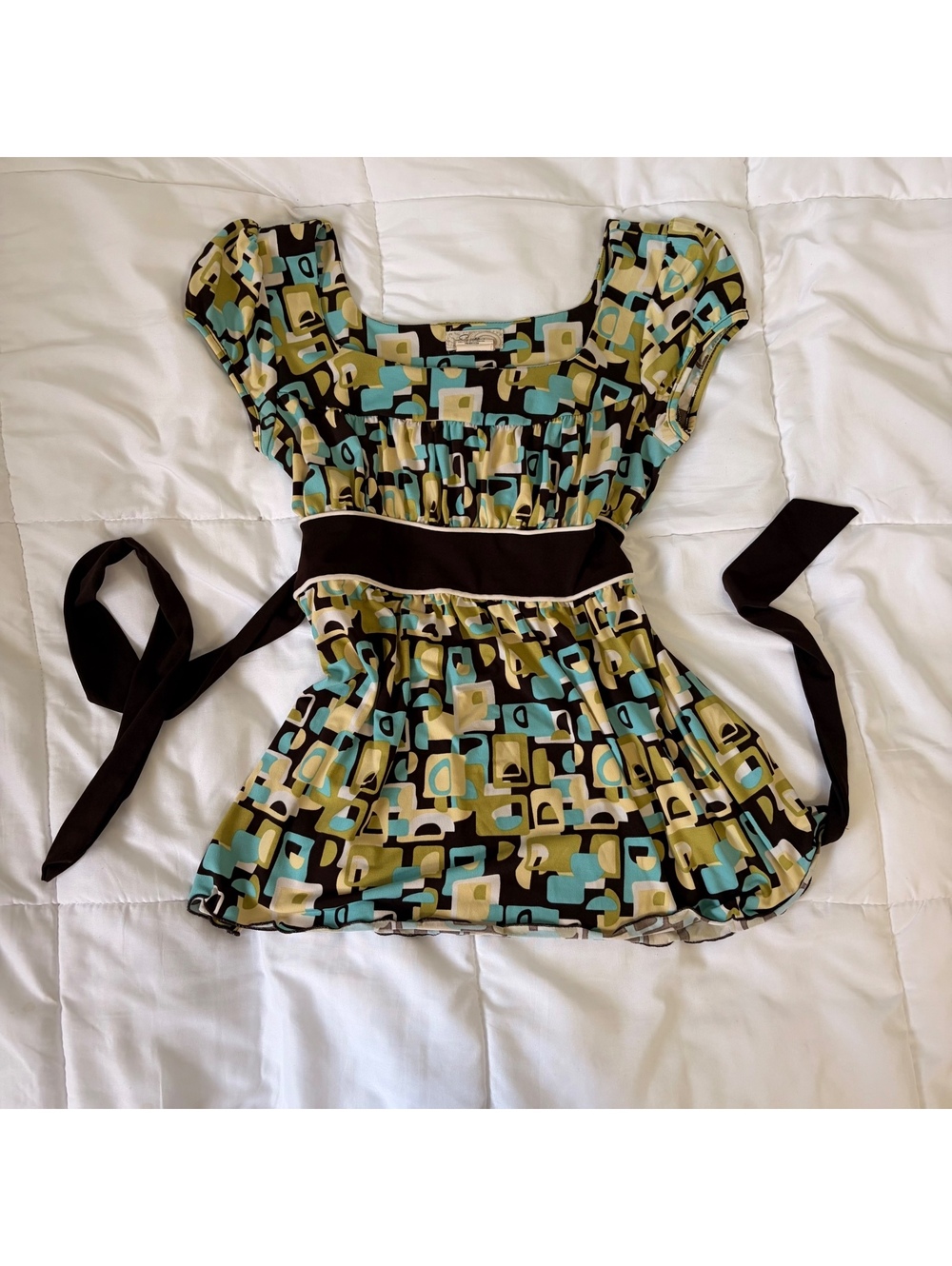 speechless y2k 2000s fall autumn brown teal green & white baby doll tank medium